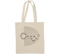 Borsa tote in cotone naturale con mappa spaziale del sistema solare, pianeti, bianco