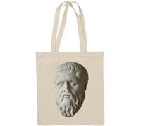 Borsa tote in cotone naturale con statua di Platone della Grecia antica Atene Grecia bianca