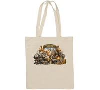 Borsa tote in cotone naturale ispirata alla mitologia antica, bianca