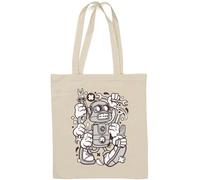 Borsa tote in cotone naturale per attrezzi robot meccanici Master I Am Engineer bianco
