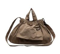 Borsa tote in nylon da donna, borsa a tracolla portatile, pieghevole color caramella, grande capacità, a forma di mezzaluna, leggera da viaggio (Khaki,Small)