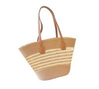 Borsa Tote In Paglia Grande Boho A Tracolla Con Cerniera Liscia
