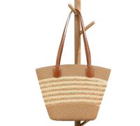 Borsa Tote In Paglia Grande Boho A Tracolla Con Cerniera Liscia