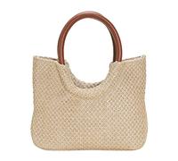 Borsa tote in paglia intrecciata a mano, borsa a mano con manico rotondo, pochette portafoglio da donna, borsa estiva da spiaggia per viaggi, Marrone, 23*17*7cm/9.06*6.69*2.76in, Portable 12cm/4.72in