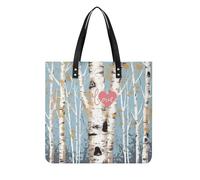 Borsa tote in pelle, borsa da donna in pelle con stampa albero di betulla, borsa in pelle alla moda borsa in pelle resistente borsa elegante tote bag, borse in pelle, 39 x 39 cm