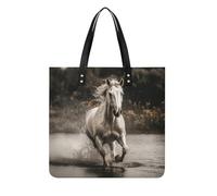 Borsa tote in pelle, cavallo che corre vicino alla stampa dell'acqua borsa in pelle da donna borsa in pelle moda borsa in pelle resistente borsa elegante tote bag, borse in pelle, 39x39cm, borse in