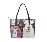 Borsa tote in pelle con stampa marciapiede con pietra muschiata, riutilizzabile, grande, borsa a tracolla con cerniera e tasche, borsa per la spesa per lavoro, scuola, viaggi, Alpaca blade, Taglia