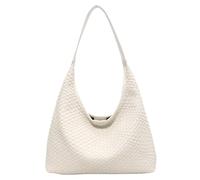 Borsa tote in pelle da donna, a tracolla con manico superiore, hobo, grande capienza, morbida, vegana, da portare sotto il braccio, bianco