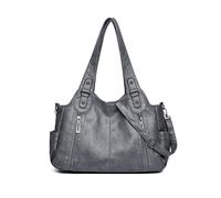Borsa tote in pelle da donna, borsa monospalla retrò di grandi dimensioni, tracolla semplice con tracolla regolabile, adatta per viaggi, viaggi di lavoro, shopping e varie occasioni (Dark Gray)