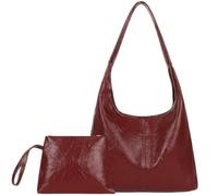 Borsa tote in pelle per donna Borsa a tracolla per donna Borsa tote in pelle rossa vino di grande capacità con chiusura magnetica Borse a secchiello retrò ed eleganti facili da abbinare per donna Bors