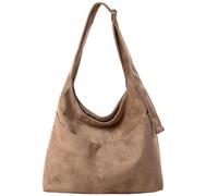 Borsa tote in pelle scamosciata da donna, multi tasche, borsa a tracolla grande alla moda per scuola, lavoro, shopping, viaggi, uso quotidiano, Khaki01