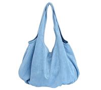 Borsa tote in pelle scamosciata for donna Solido Marrone Blu Kaki Caffè Design con apertura Spalla di grande capacità da Per Lavoro, Viaggio, Shopping(Blue)