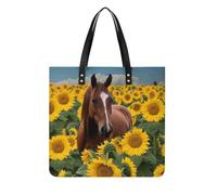 Borsa tote in pelle, stampa cavallo e girasole borsa in pelle da donna borsa in pelle moda borsa in pelle resistente borsa elegante tote bag, borse in pelle, 39x39cm, borse in pelle, 39x39cm