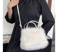 Borsa tote in peluche per donna, morbida pochette, borsa alla moda per lo