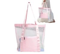 Borsa tote in rete per la spiaggia, borsa tote in rete, borsa da spiaggia resistente alla sabbia, borsa a tracolla pieghevole per esterni, borsa da piscina leggera da donna, Rosa, Se référer au