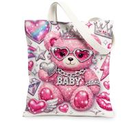 Borsa tote in tela a forma di cuore da donna, giocosa fantasiosa stella reale N/a pesca, lavabile, riutilizzabile, per tutti i giorni, idea per familiari, amici, colleghi, lettura di amori, 33 x 38 cm