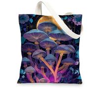 Borsa tote in tela a forma di fungo, design artistico a forma di fungo, borse per la spesa riutilizzabili, leggere e lavabili, con tracolla per viaggi, spiaggia, picnic, 33 x 38 cm