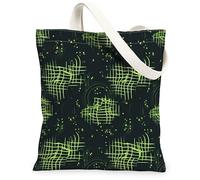 Borsa tote in tela a griglia per donne, moderna astratta a pois linee nessuno verde lavabile riutilizzabile estetico tote bag idee per negozio, Verde, 13x15 Inch