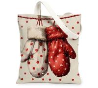 Borsa tote in tela a pois, con motivo a muffole, borsa per la spesa riutilizzabile, divertente, vintage, leggera, lavabile, tracolla in tela per palestra, viaggi, spiaggia, picnic, 33 x 38 cm