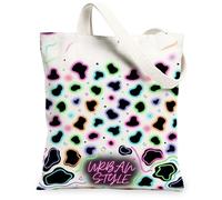 Borsa tote in tela a pois per donne, linee contemporanee urbane forme nessuna nera lavabile riutilizzabile grafica tote bag idee per Ou, nero, 13x15 Inch