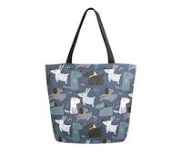 Borsa tote in tela alla moda con cani carini Borsa a tracolla casual da donna Borsa della spesa riutilizzabile grande