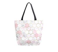 Borsa tote in tela alveare a nido d'ape in marmo bianco e rosa Borse per la spesa riutilizzabili Borsa per il trasporto con manici