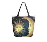 Borsa tote in tela Anatty da donna, borsa a tracolla grande casual Sun Stars Moon Face Borsa a tracolla Borse per la spesa Borse per la spesa
