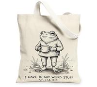 Borsa tote in tela anfibia da donna, fantasiosa tazza giocosa erba nessuno nero lavabile riutilizzabile borsa per la spesa idee per viaggi all'aperto giornata lavorativa lettura 33 x 38 cm