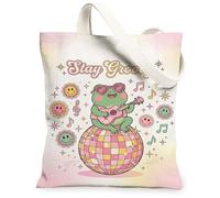 Borsa tote in tela anfibia da donna, giocosa fantasiosa chitarra discoteca palla estiva pesca lavabile riutilizzabile mercato borsa idee per viaggi all'aperto giornata lavorativa lettura 33 x 38 cm