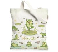 Borsa tote in tela anfibia da donna, giocoso con giglio, libellula, verde estivo, lavabile, riutilizzabile, borsa tote per shopping, brunch parco, biblioteca, gite di un giorno, 33 x 38 cm