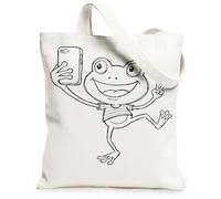 Borsa tote in tela anfibia per donne, giocoso cartone animato sorriso N/a bianco lavabile riutilizzabile mercato tote bag idee per viaggi all'aperto giornata lavorativa lettura 33 x 38 cm