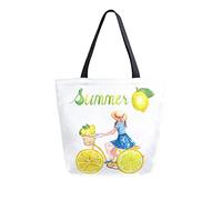 Borsa tote in tela Borsa da spiaggia estiva per ragazza giovane Borsa da spiaggia per icletta giallo limone Borsa a tracolla grande riutilizzabile leggera per la spesa Viaggi di generi a