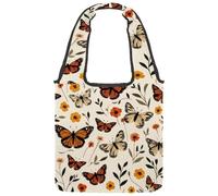 Borsa tote in tela colorata con teschi del giorno dei morti, motivo scarabocchiare, borsa media per libri, riutilizzabile, per donne, insegnanti, infermiere, Multicolore 10., 14.1x14.9in/36x38cm