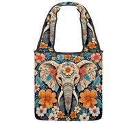 Borsa tote in tela colorata con teschi del giorno dei morti, motivo scarabocchiare, borsa media per libri, riutilizzabile, per donne, insegnanti, infermiere, Multicolore 08, 14.1x14.9in/36x38cm