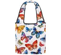 Borsa tote in tela colorata con teschi del giorno dei morti, motivo scarabocchiare, borsa media per libri, riutilizzabile, per donne, insegnanti, infermiere, Multicolore 04, 14.1x14.9in/36x38cm