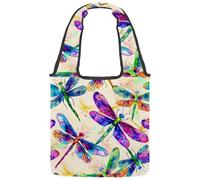 Borsa tote in tela colorata con teschi del giorno dei morti, motivo scarabocchiare, borsa media per libri, riutilizzabile, per donne, insegnanti, infermiere, Multicolore 02, 14.1x14.9in/36x38cm