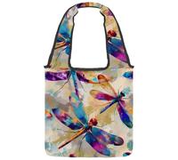Borsa tote in tela colorata con teschi del giorno dei morti, motivo scarabocchiare, borsa media per libri, riutilizzabile, per donne, insegnanti, infermiere, Multicolore 03, 14.1x14.9in/36x38cm