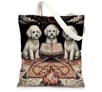 Borsa tote in tela con cane Bichon Frise, per lo shopping, 33 x 38 cm, borsa della spesa riutilizzabile per le donne, per lavoro, viaggi, pittura, decorazione regalo