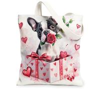 Borsa tote in tela con cane Boston Terrier per lo shopping, 33 x 38 cm, regalo divertente per San Valentino, borsa della spesa riutilizzabile per donne, decorazione regalo per animali domestici