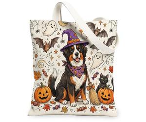 Borsa tote in tela con cane da montagna del Bernese per lo shopping, 33 x 38 cm, simpatica borsa della spesa riutilizzabile per donne, fantasmi da viaggio, decorazione regalo