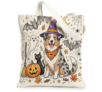 Borsa tote in tela con cane pastore australiano per lo shopping, 33 x 38 cm, simpatica borsa della spesa riutilizzabile per donne, fantasmi da viaggio, decorazione regalo