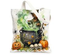 Borsa tote in tela con cane Rhodesian Ridgebacks per lo shopping, 13 x 15, borsa della spesa riutilizzabile per le donne, motivo da viaggio con streghe, decorazione regalo