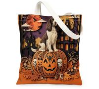 Borsa tote in tela con cane Springer Spaniel per lo shopping, 33 x 38, novità per le vacanze, riutilizzabile, borsa a tracolla per donne, pittura spettrale, decorazione regalo