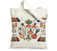 Borsa tote in tela con carota, fantasiosa giocosa cipolla ravanello verde primaverile, piccole borse di totalizzatore 33 x 38 cm, Verde, 13x15 Inch