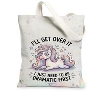 Borsa tote in tela con cavallo magico, da donna, giocoso fantasioso stelle arcobaleno nessuno pastello lavabile riutilizzabile estetico borse per shopping, brunch parco, biblioteca, gite di un giorno