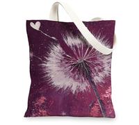 Borsa tote in tela con dente di leone, design artistico floreale, borse della spesa riutilizzabili, leggere e lavabili, con tracolla per palestra, viaggi, spiaggia, picnic, 33 x 38 cm