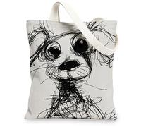 Borsa tote in tela con disegno di cane, design artistico con animali, leggera, riutilizzabile, divertente, casual, ecologica, per viaggi, spiaggia, palestra, 33 x 38 cm