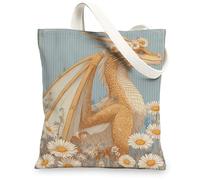 Borsa tote in tela con drago fantasy, motivo artistico drago, borse della spesa riutilizzabili, leggere e lavabili, con tracolla per palestra, viaggi, spiaggia, picnic, 33 x 38 cm