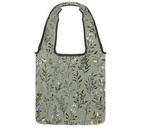 Borsa tote in tela con fiori bianchi e oca e camomilla, da donna, taglia media, riutilizzabile, lavabile ed ecologica, Multicolore 02, 14.1x14.9in/36x38cm