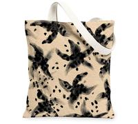 Borsa tote in tela con fiori da donna, astratta, artistica, a pois, nessuna nera, lavabile, riutilizzabile, idea per familiari, amici, colleghi, lettura di amori, 33 x 38 cm
